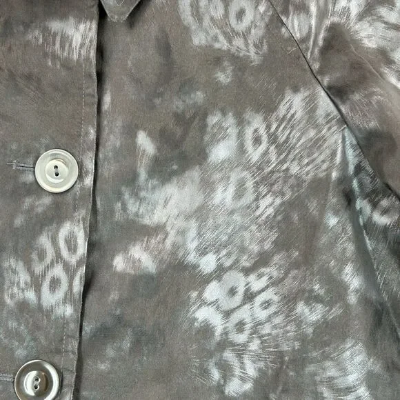 Via Spiga Coat Womens Sz L Silver Cheetah Leopard Animal Print Raincoat Trench - Picture 10 of 16